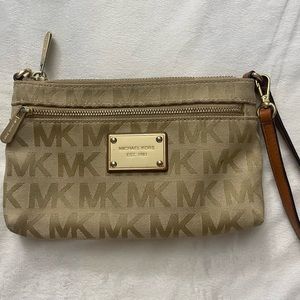 Gold and Tan Michael Kors Wristlet